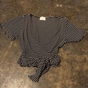 Black and White Striped Women's Top